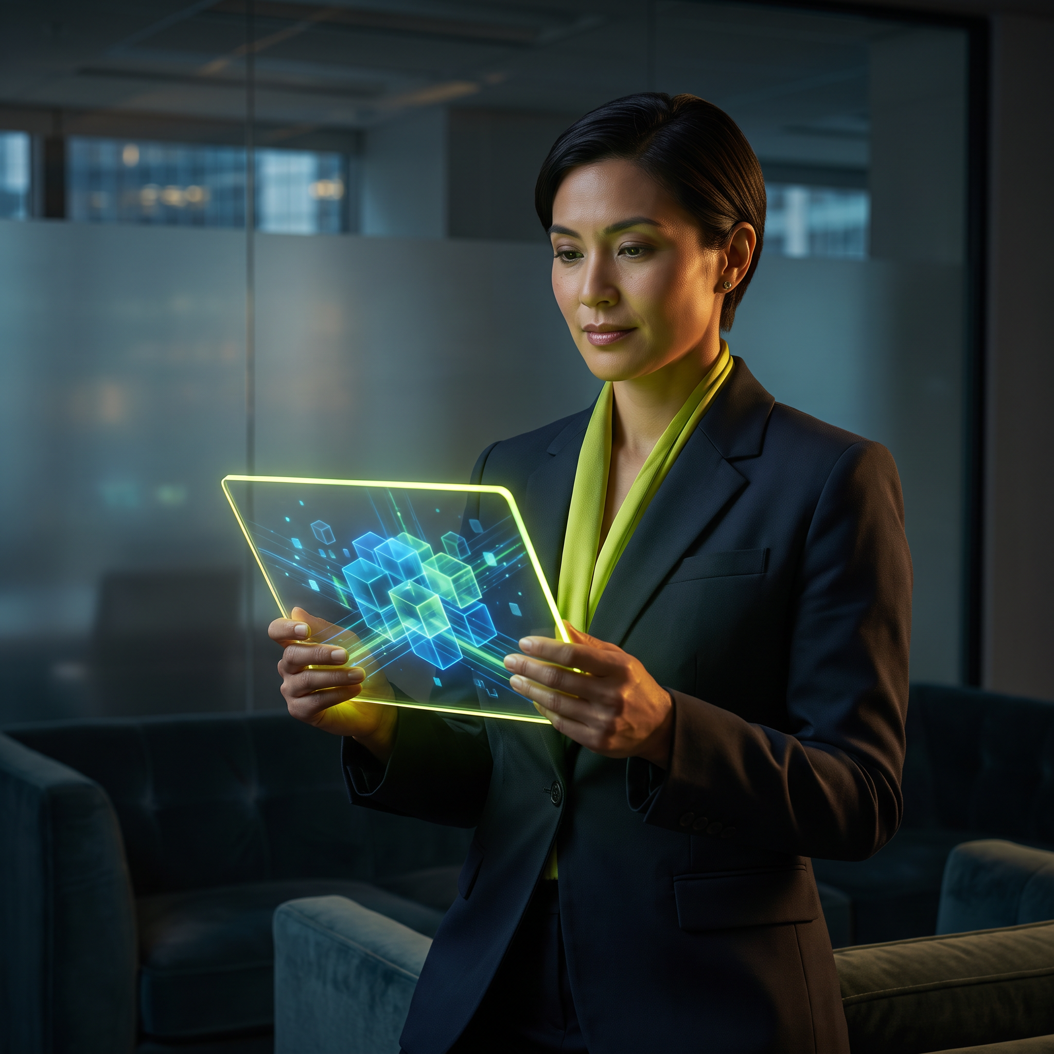 Split-screen editorial graphic: on one side a generic, off-brand AI ad with mismatched colors and a stock-photo feel; on the other, a polished, on-brand ad with consistent logo, palette, and voice, connected by a dotted trust-gap line between them.